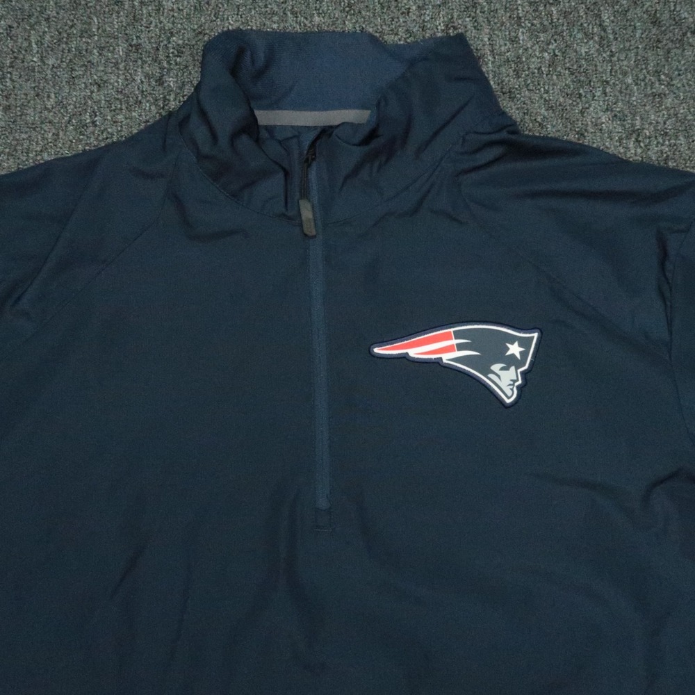 New England Patriots Jacket Men XL Blue Nike Onfield 1/2 Zip Coaches Windbreaker - Picture 2 of 13